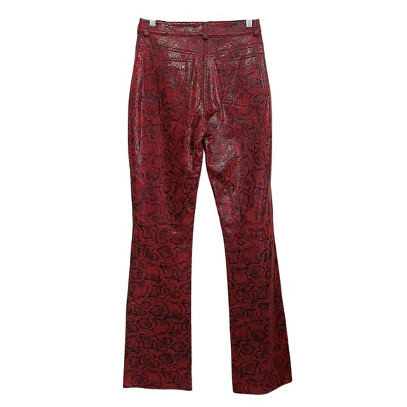 RUDSAK NEW with tag leather Red Snake Print Boot Cut Pants - Picture 3 of 10